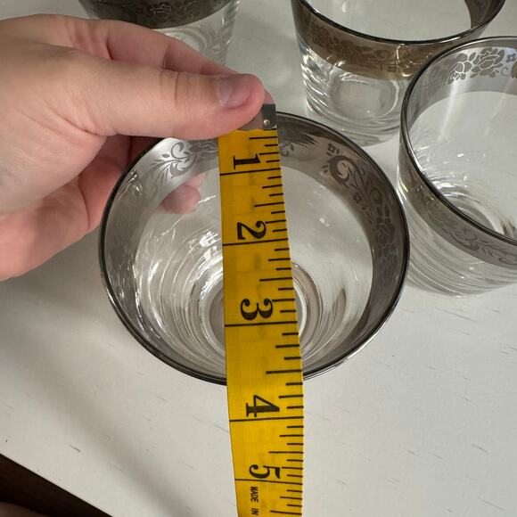 SET of 4 Vintage Queens Lusterware Silver Rimmed Glasses Barware Drinkware MCM - Picture 11 of 12